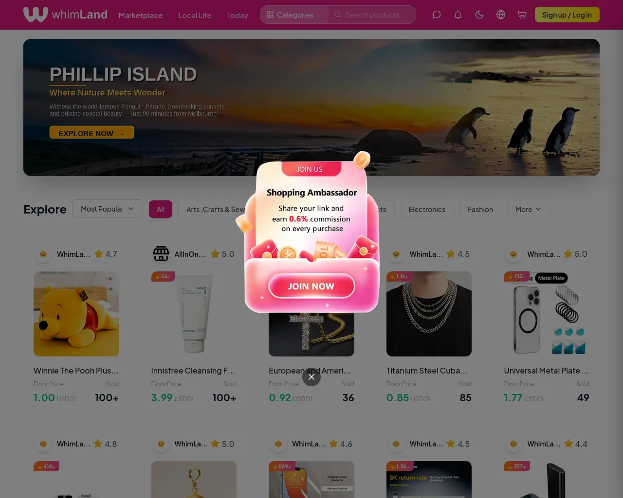 Screenshot of whim.land