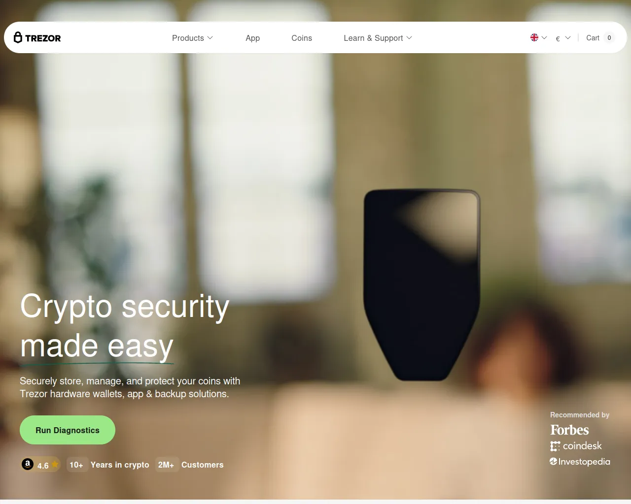 Screenshot of verifytrezor.io