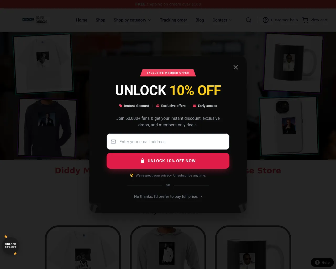 Screenshot of diddy-merch.shop
