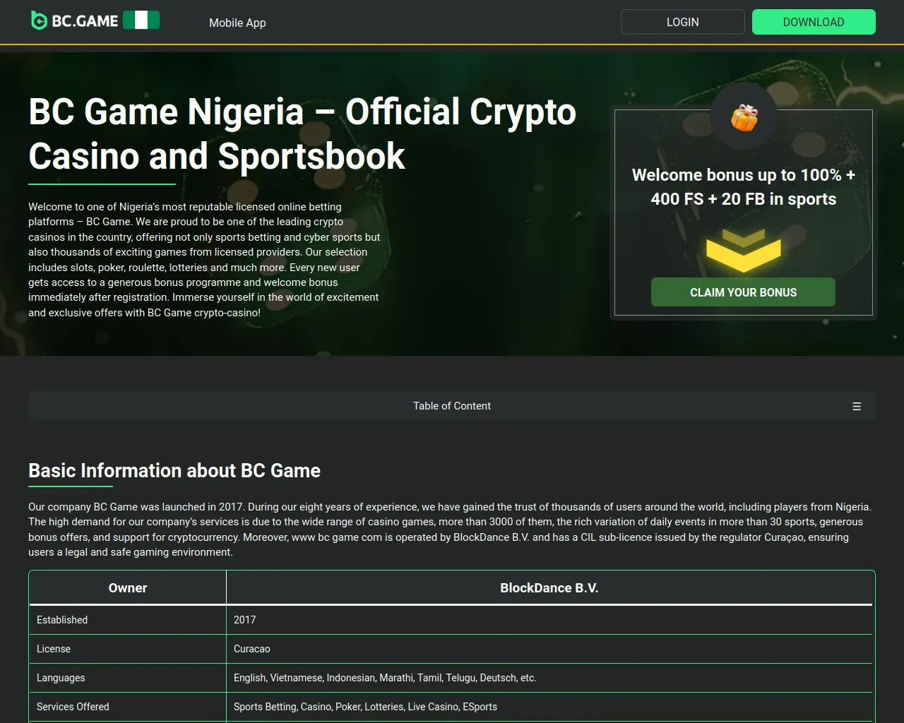 Screenshot of bcgame-nigeria.ng