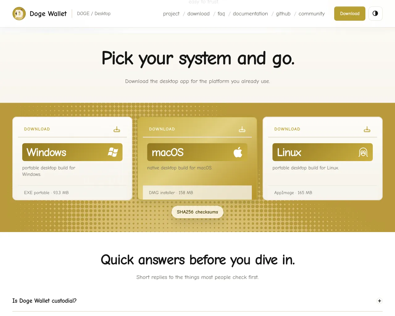 Screenshot of mydogewallet.org