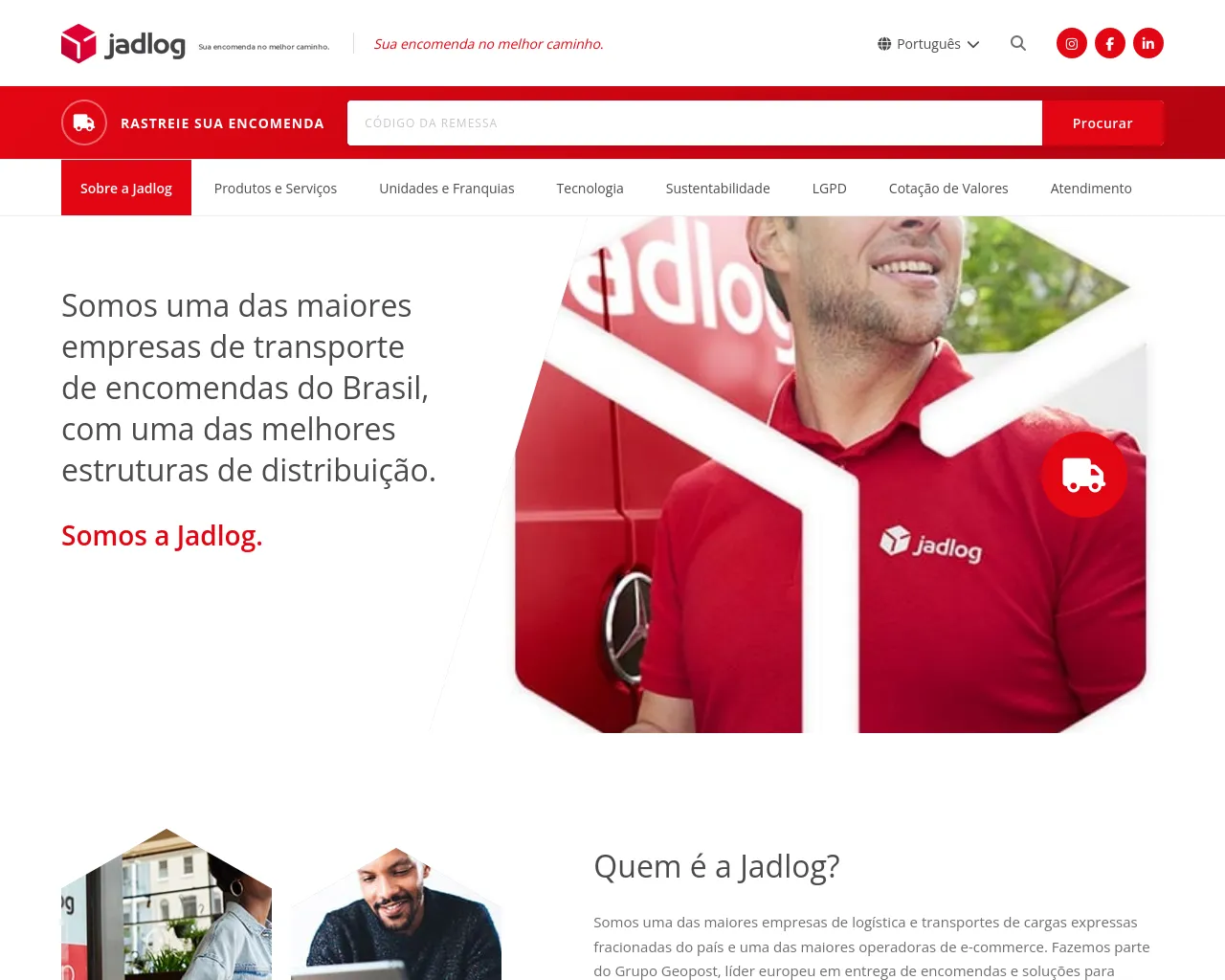 Screenshot of jadlog-rastreamento.com