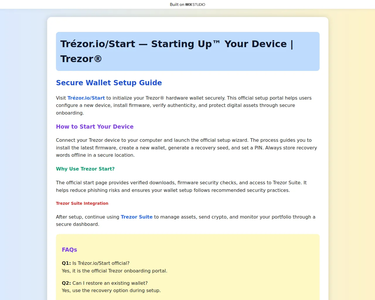 Screenshot of trezrorhome.wixstudio.com