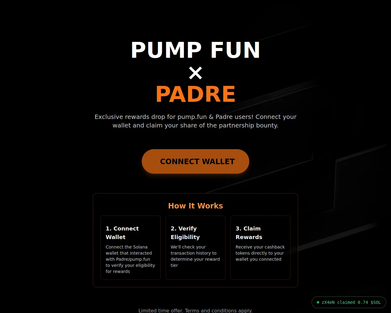 Screenshot of event.padrezone.xyz