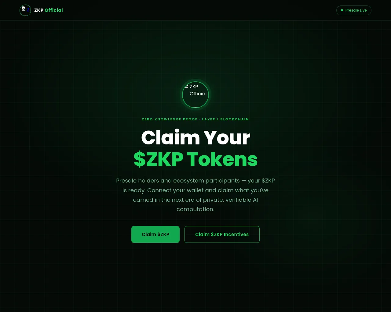 Screenshot of zkptoken.live