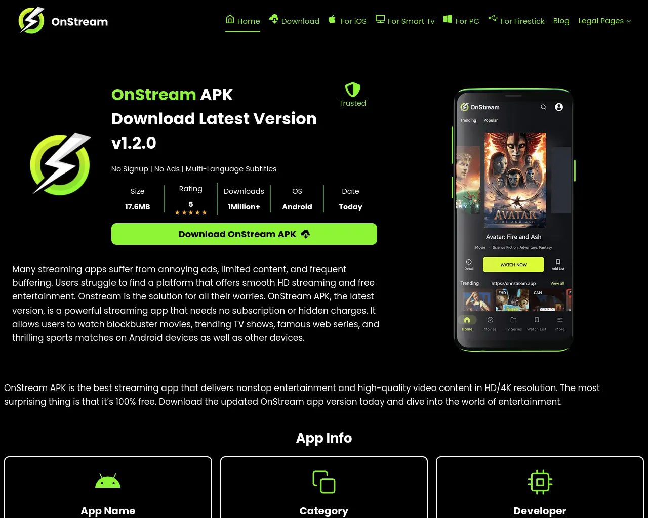 Screenshot of onnstream.app