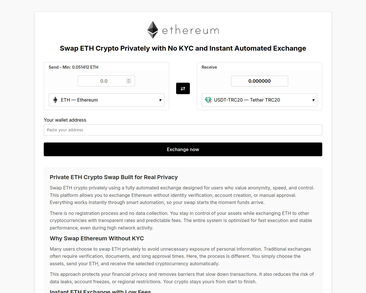 Screenshot of ethereum4exchange-swap.com