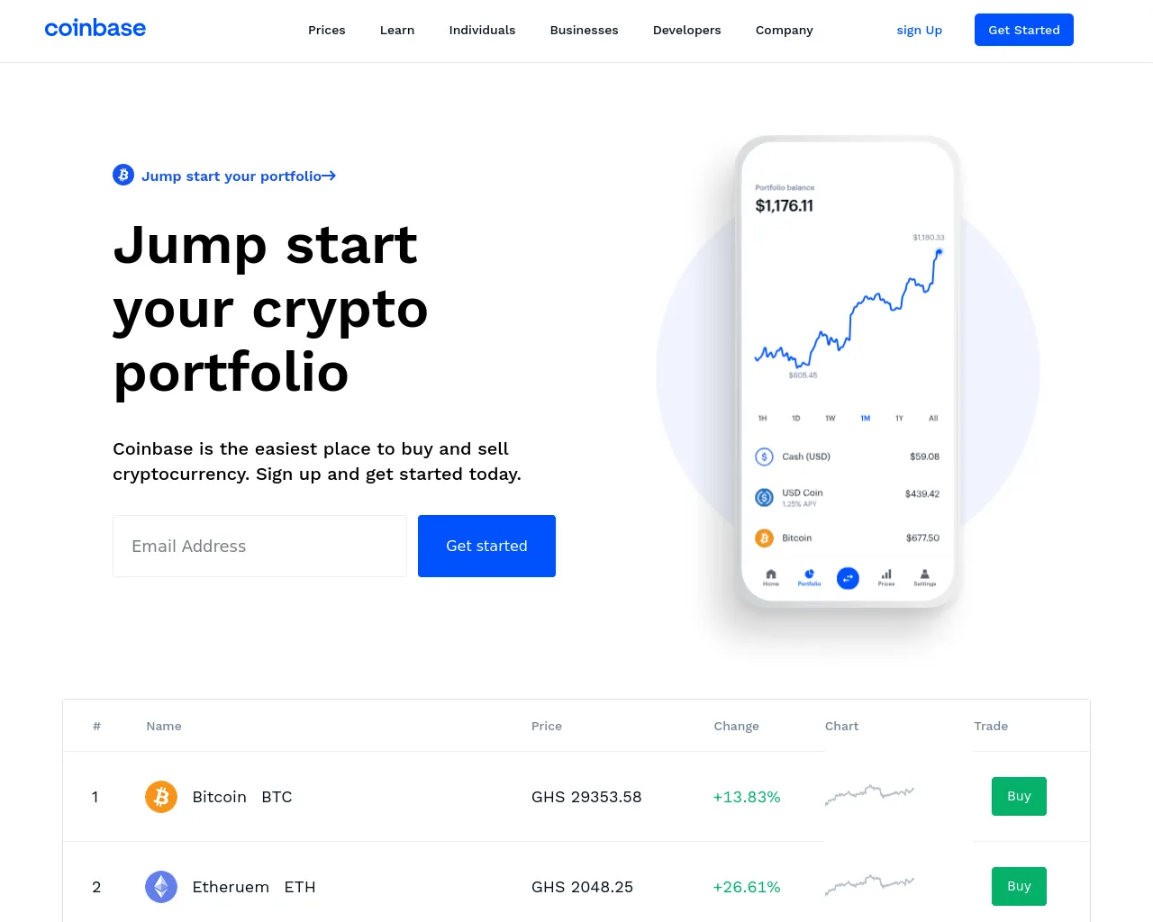 Screenshot of coinbase-clone-silk.vercel.app