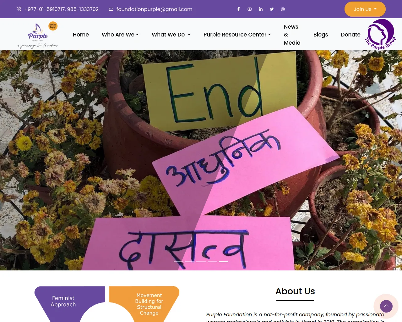 Screenshot of purplefoundation.org.np