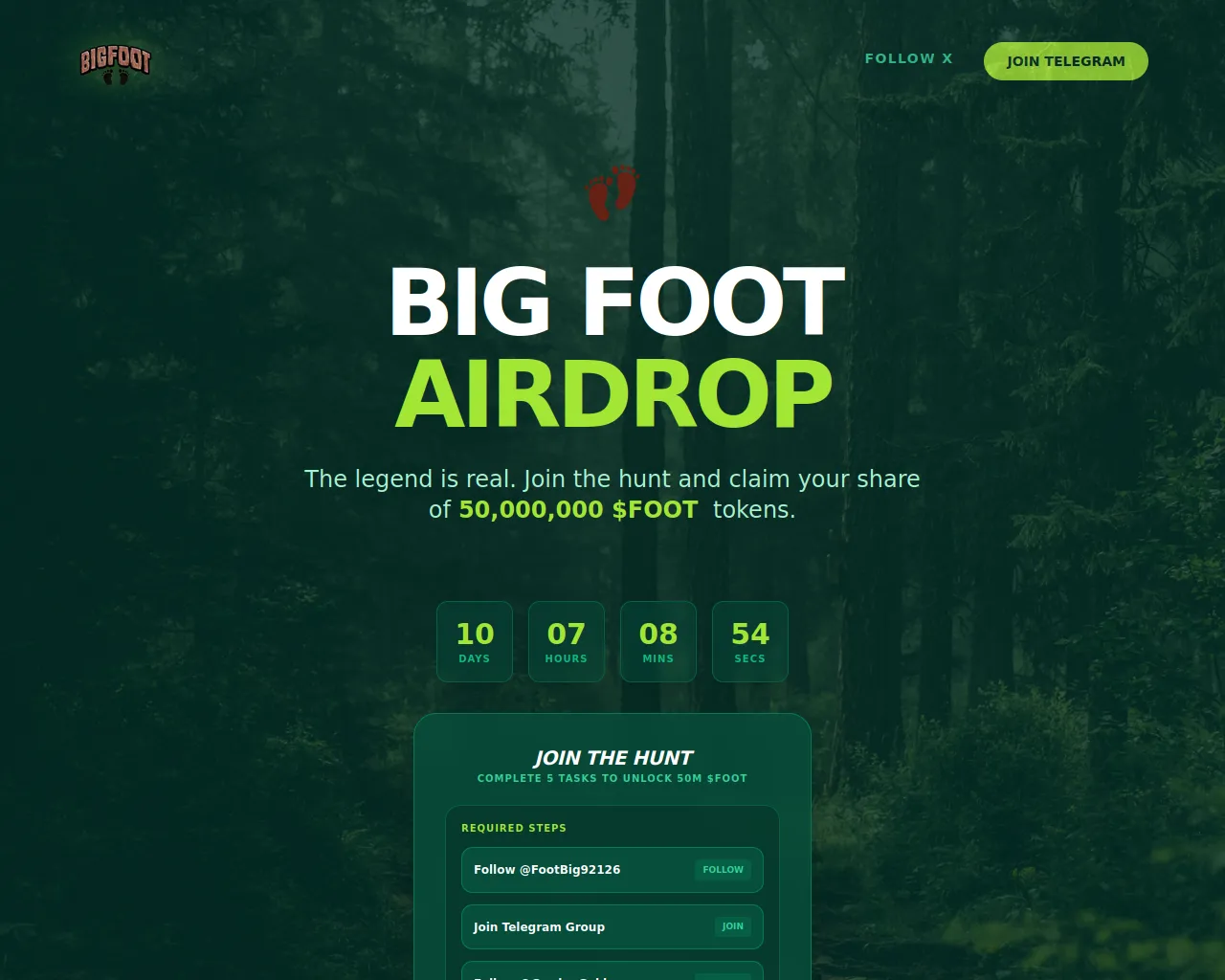 Screenshot of airdrop.bigfootai.tech