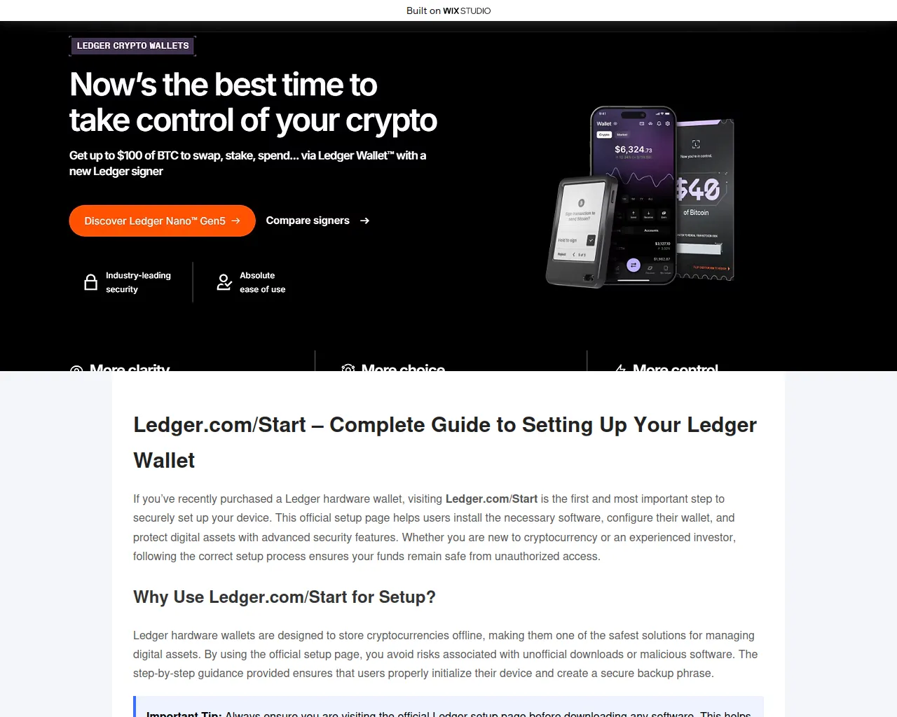 Screenshot of intro-ledggestarted.wixstudio.com