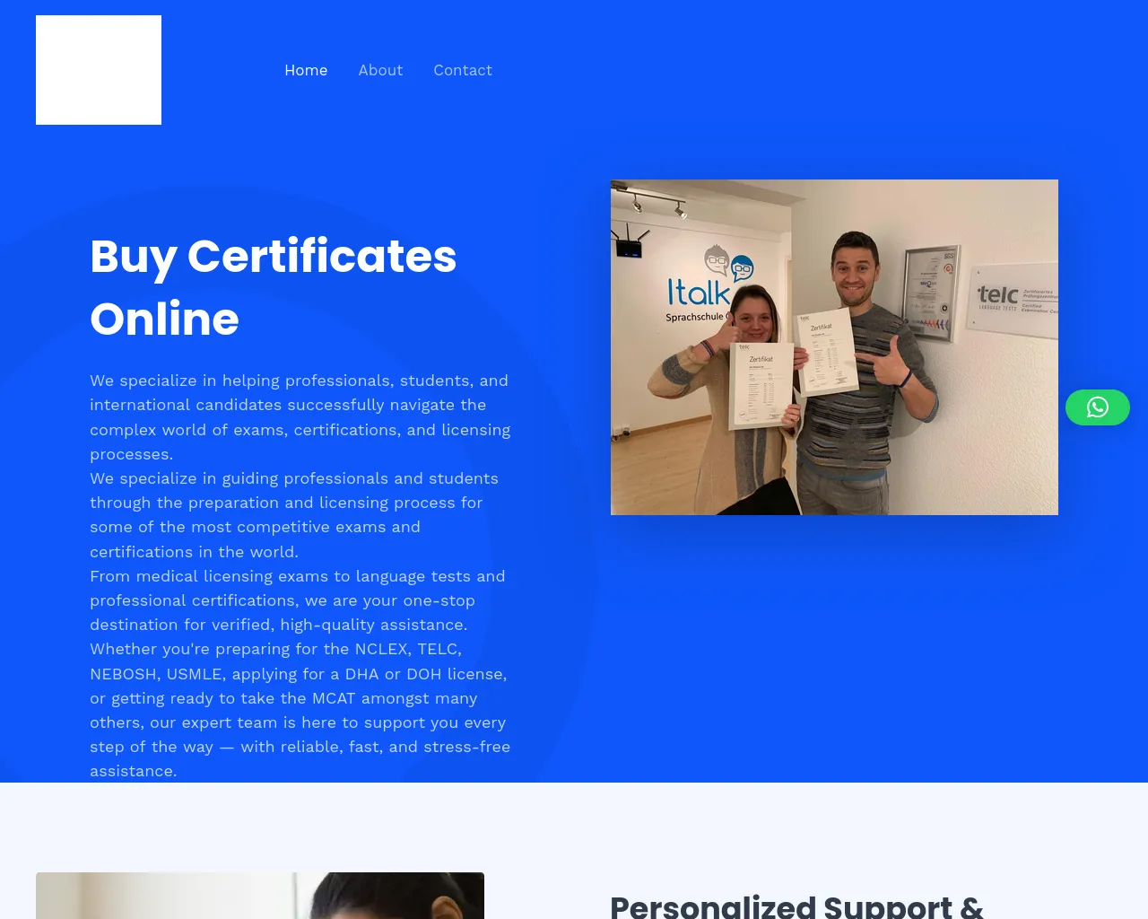 Screenshot of buycertificatesonline.com