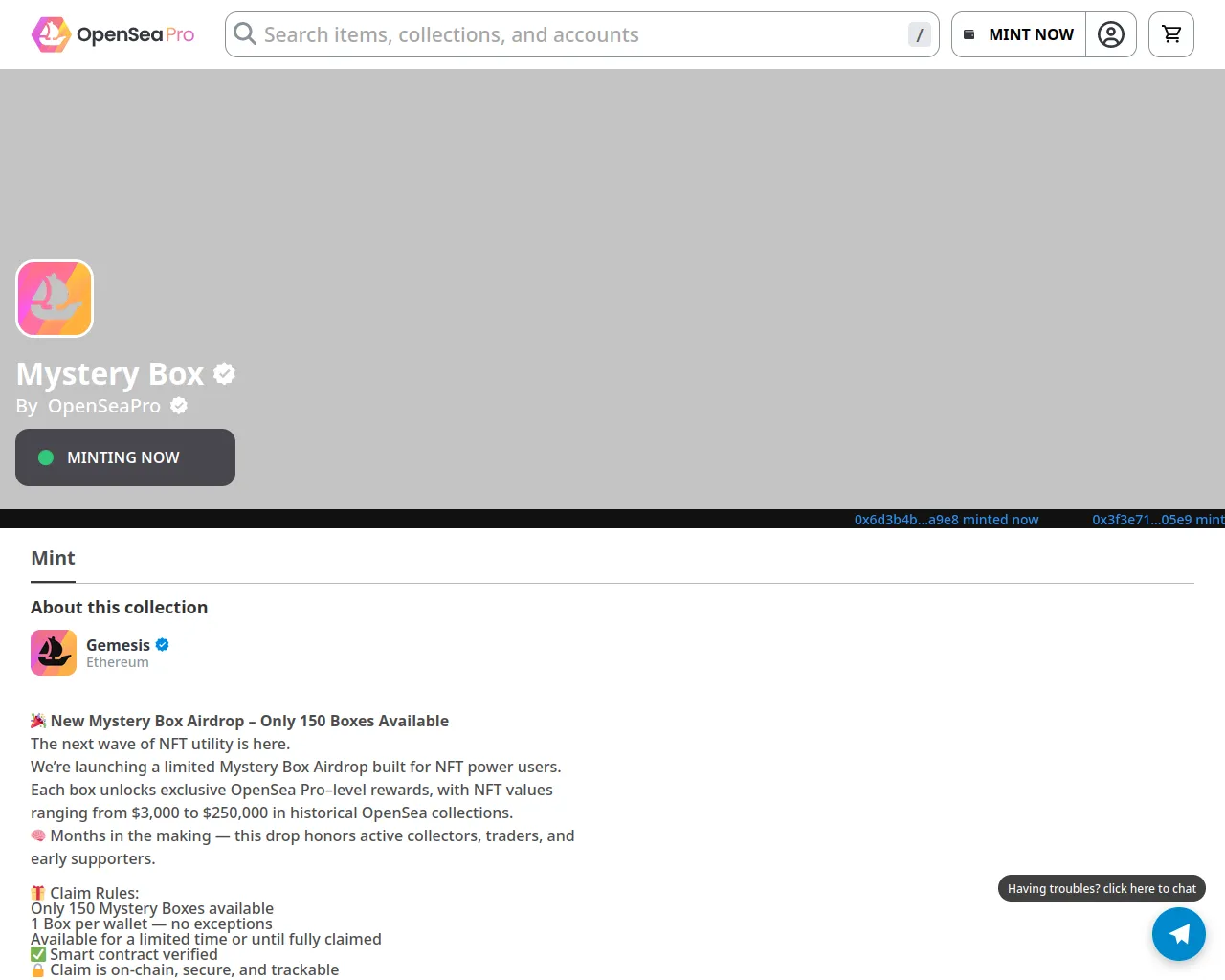 Screenshot of accessopenseamints7.vercel.app