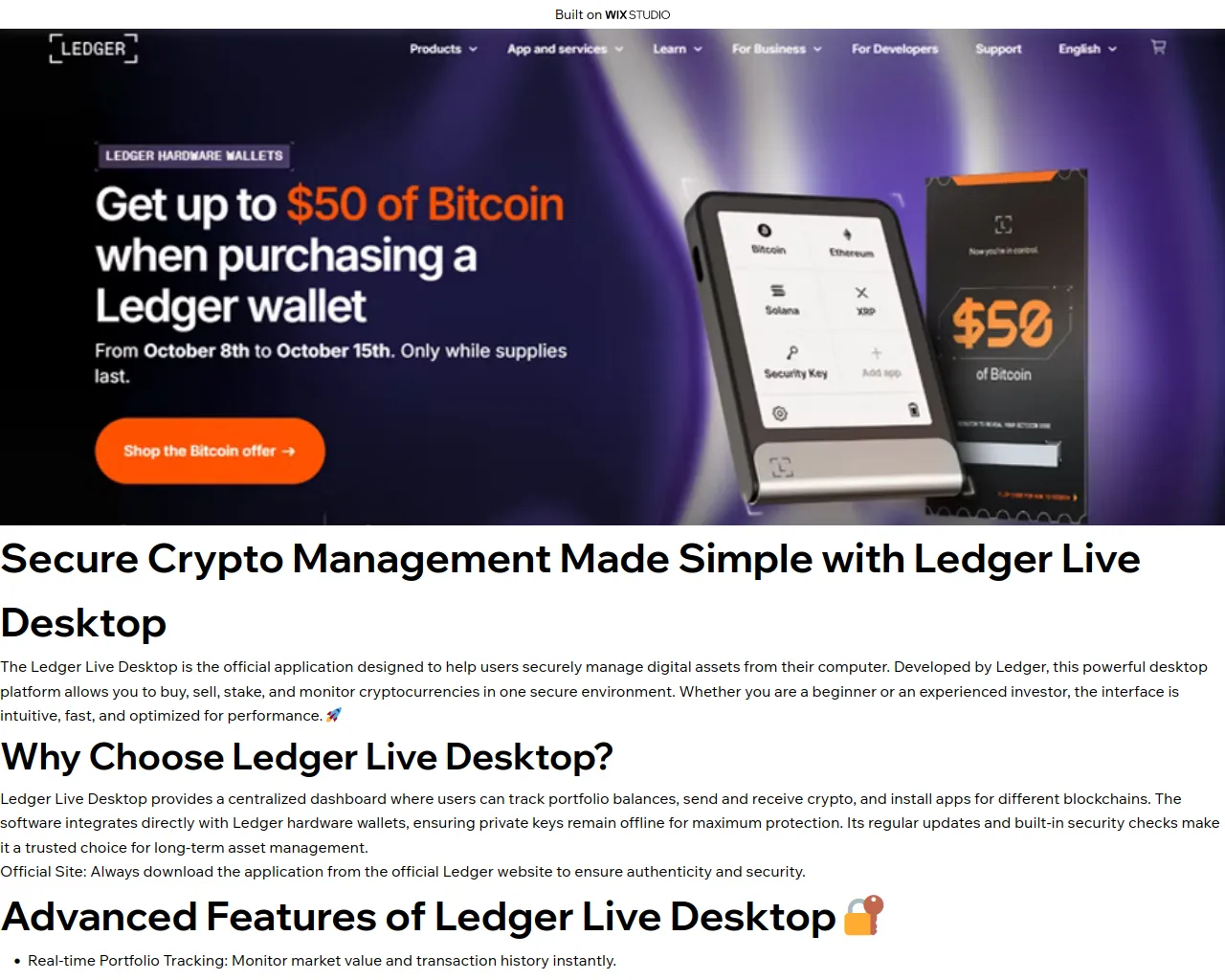 Screenshot of desktop-liveledgr.wixstudio.com