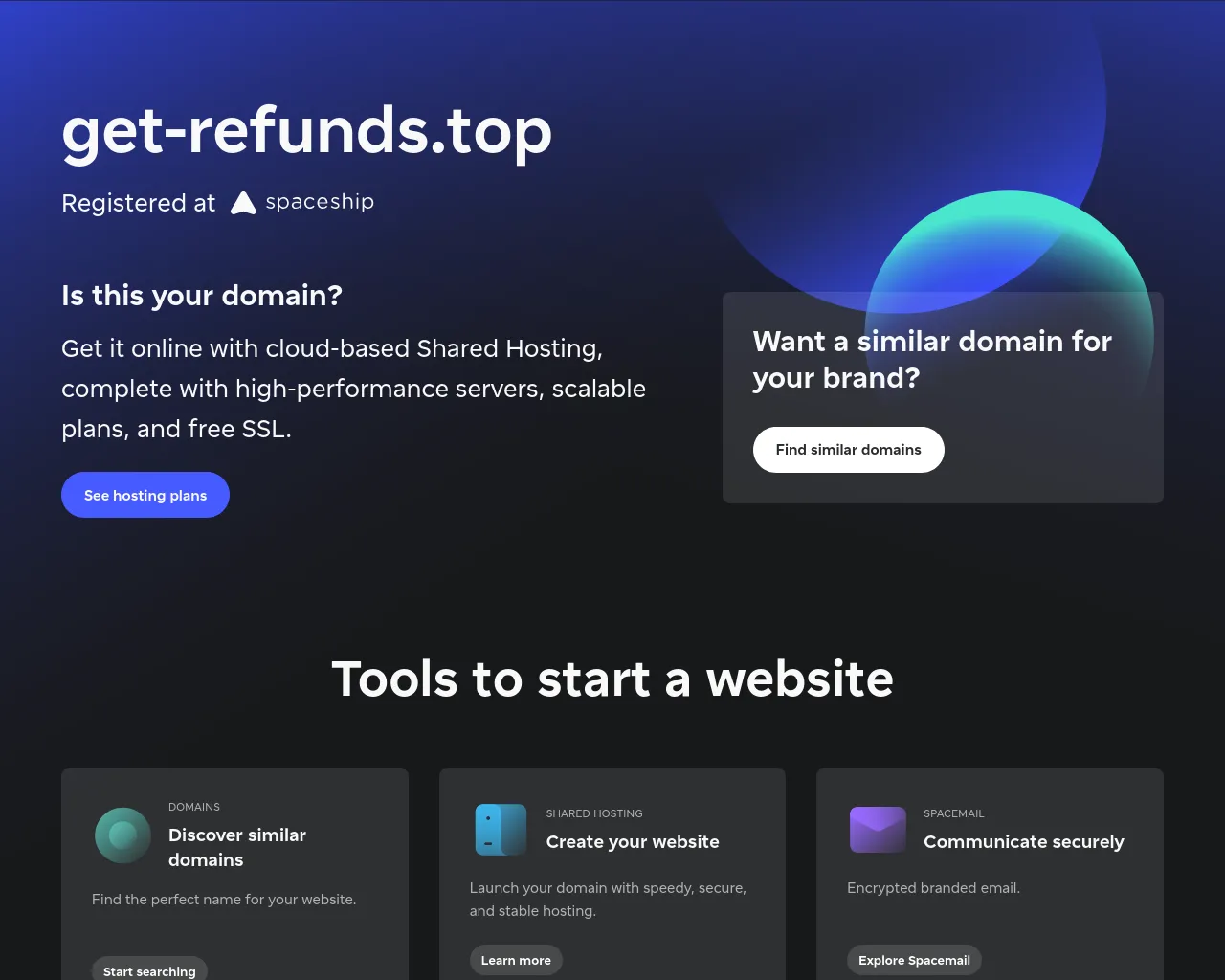 Screenshot of get-refunds.top