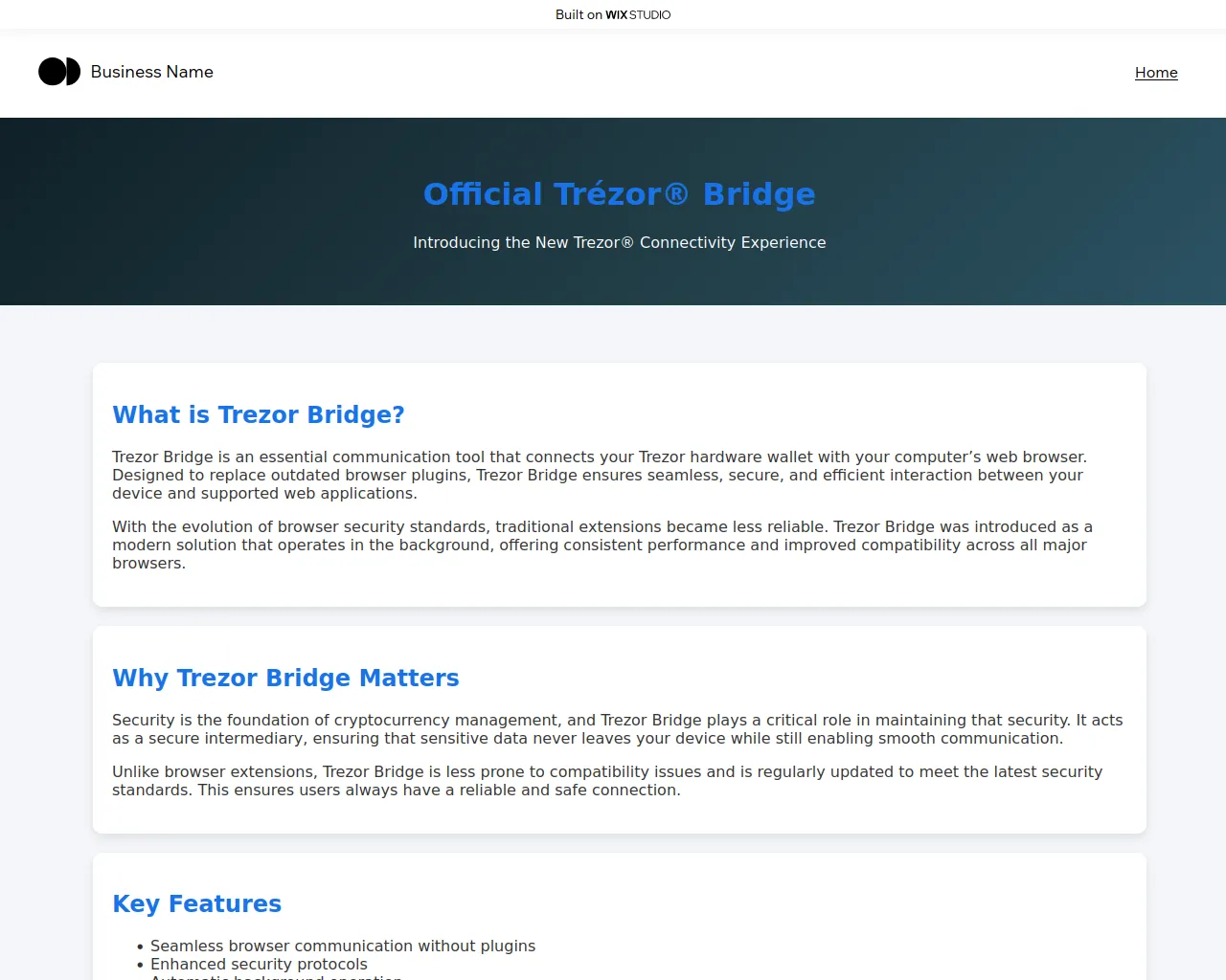 Screenshot of learn-trezre-pages.wixstudio.com