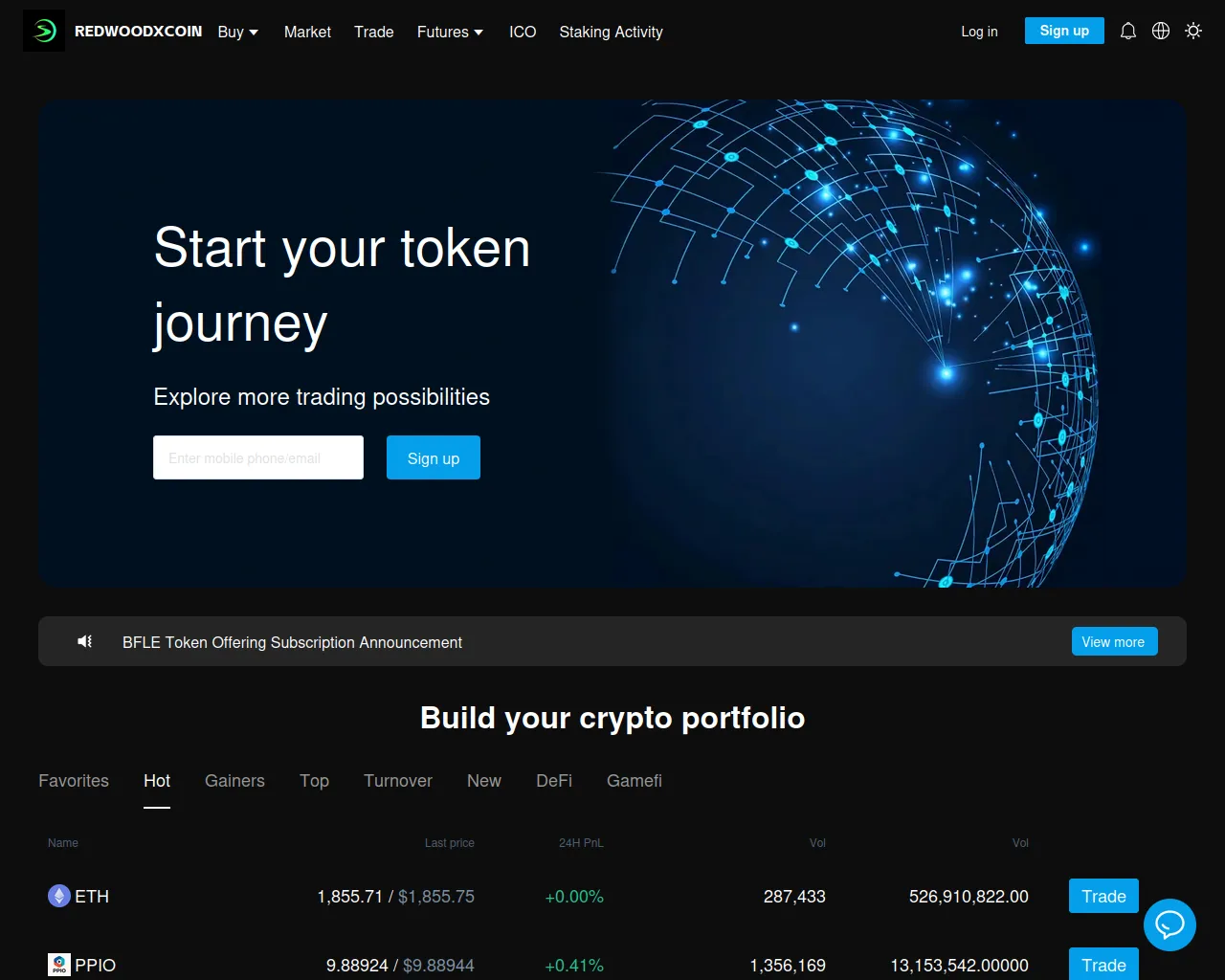 Screenshot of redwoodxcoin.com