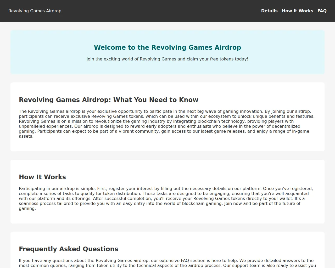 Screenshot of revolving-games-airdrop.online