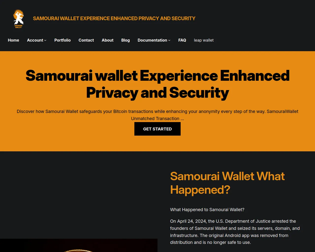 Screenshot of web-samouraiwallet.io
