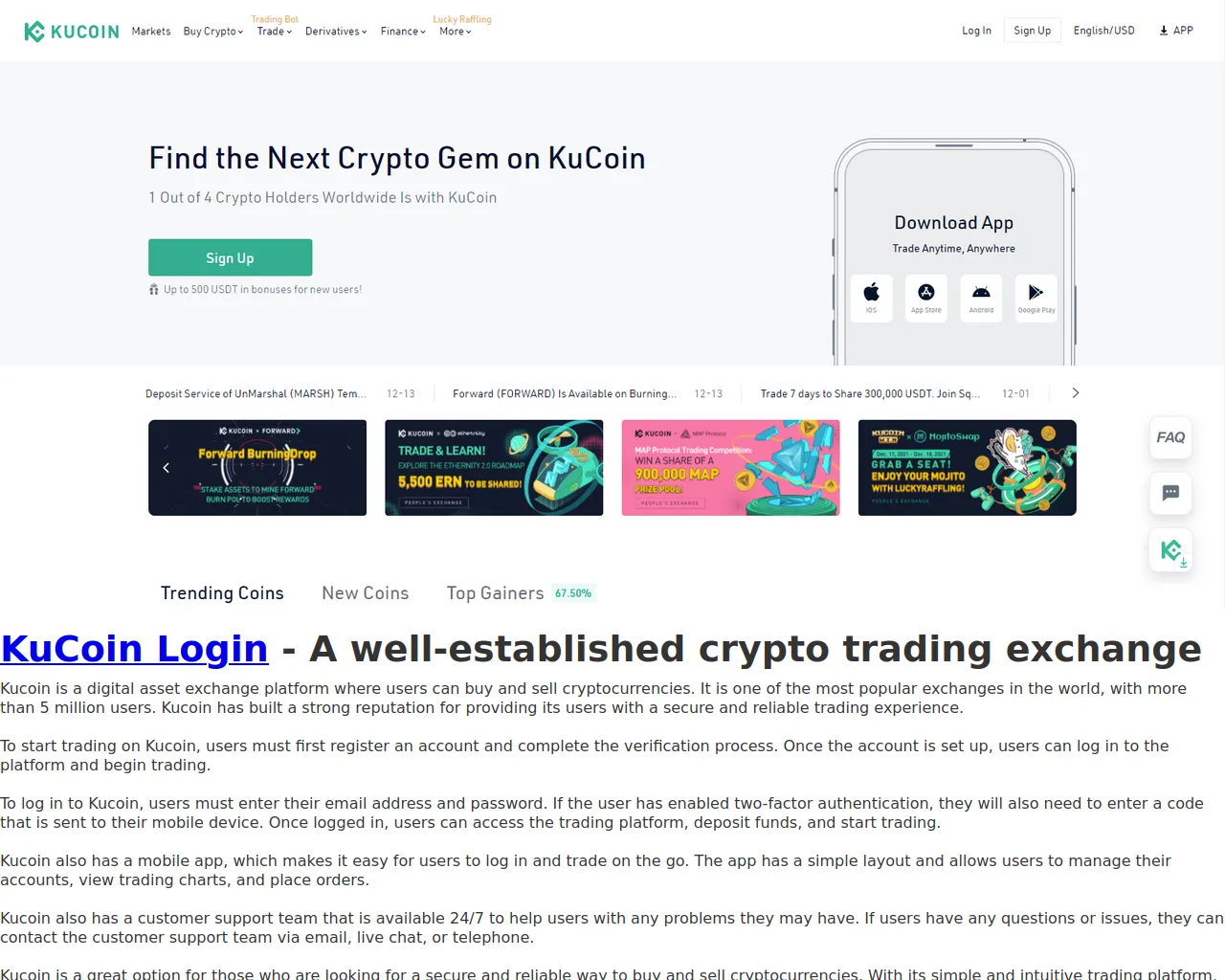 Screenshot of kulcoinlogin.webflow.io