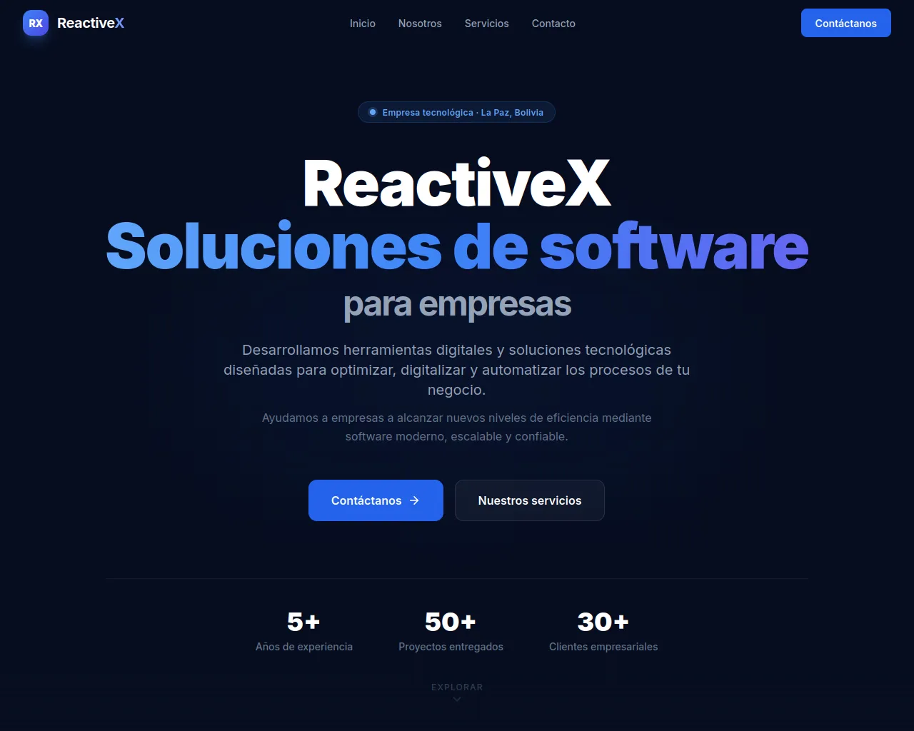 Screenshot of reactive-x.com