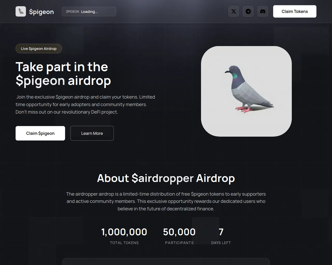 Screenshot of claim-pigeon.pages.dev