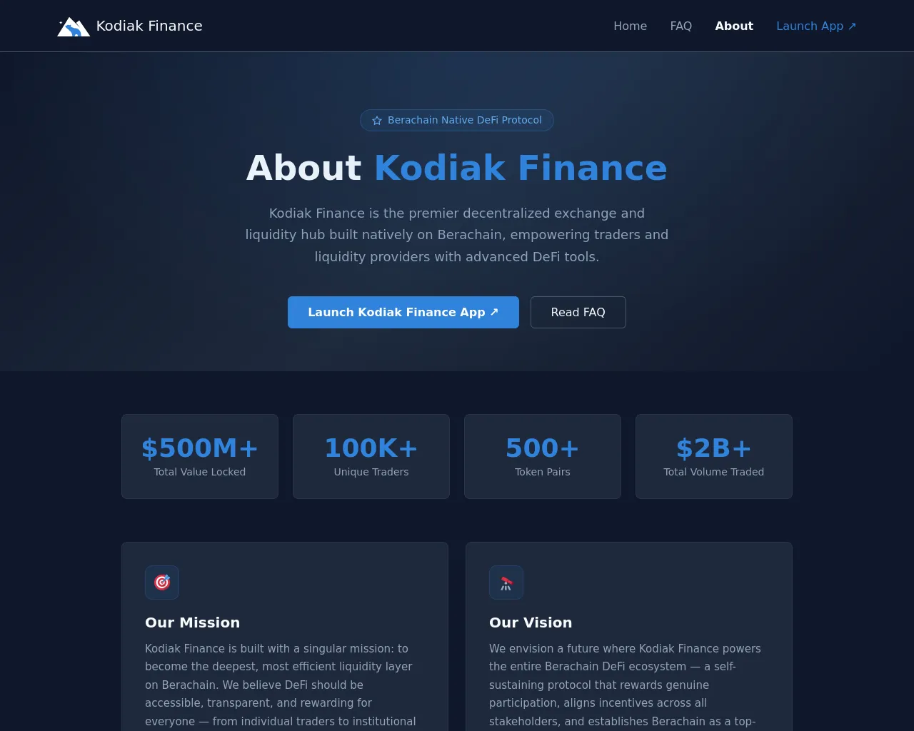 Screenshot of kodiak-finance.xyz