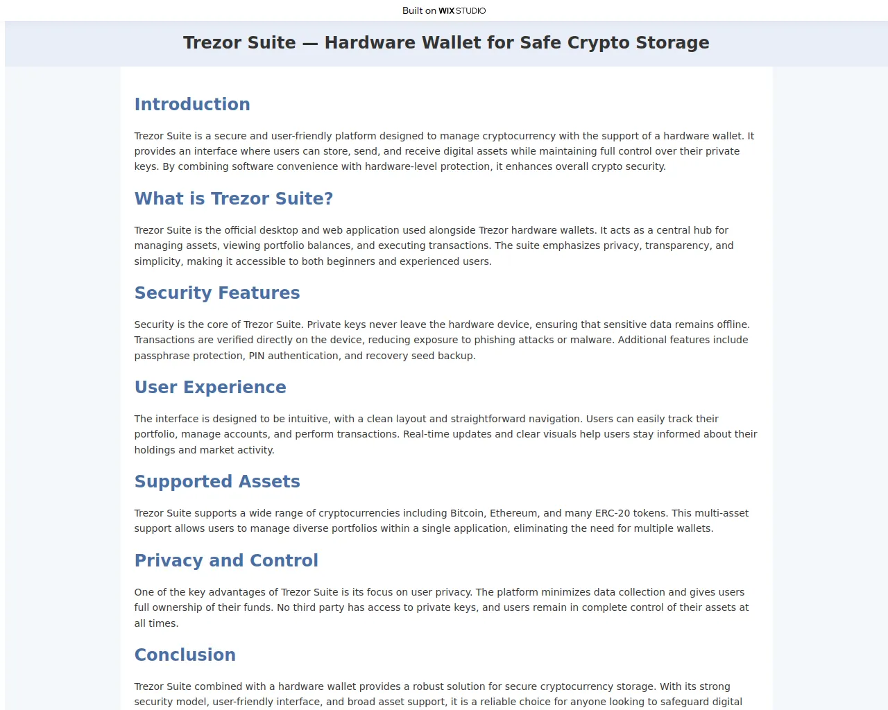 Screenshot of homepage-trezo.wixstudio.com