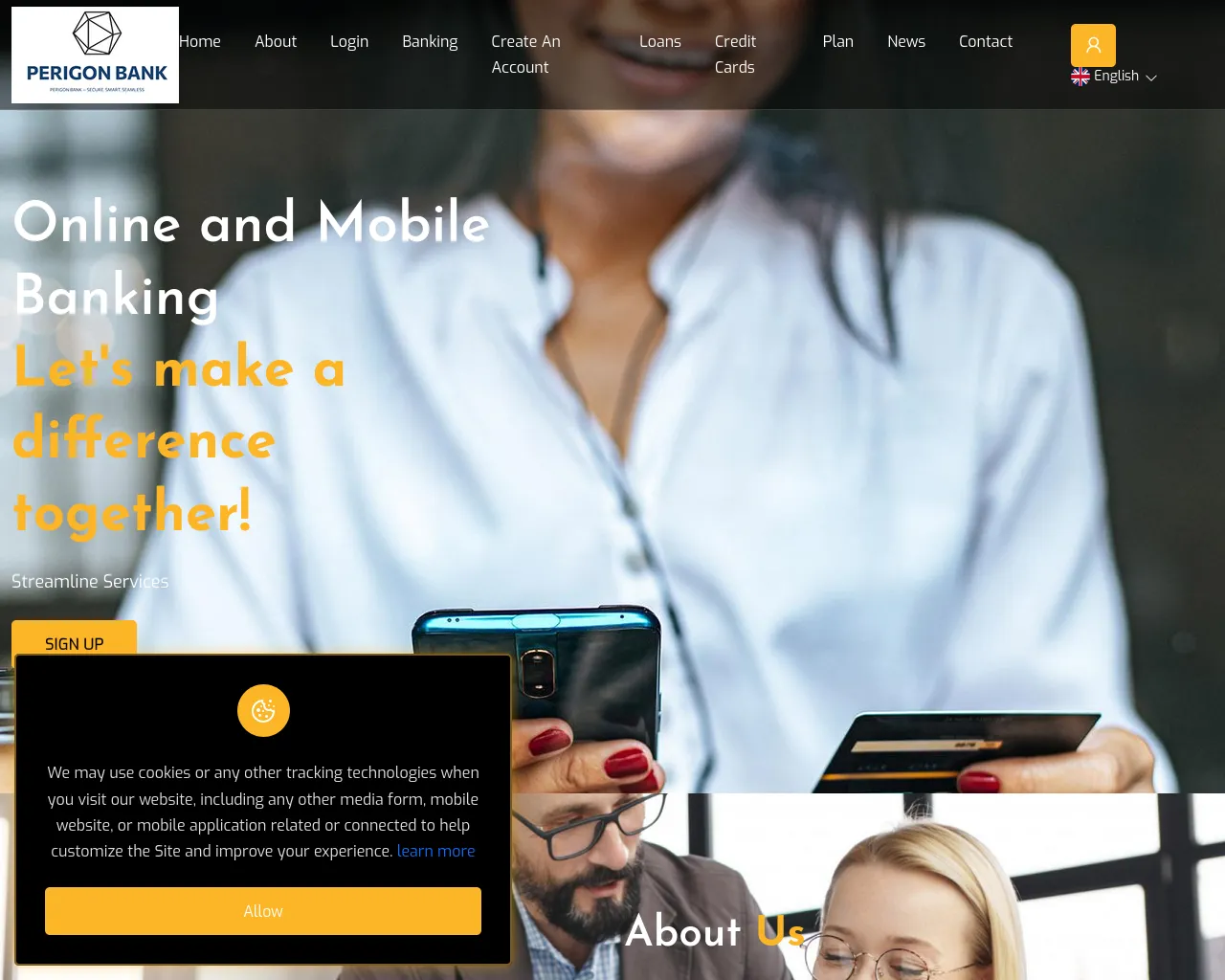 Screenshot of perigonbank.com