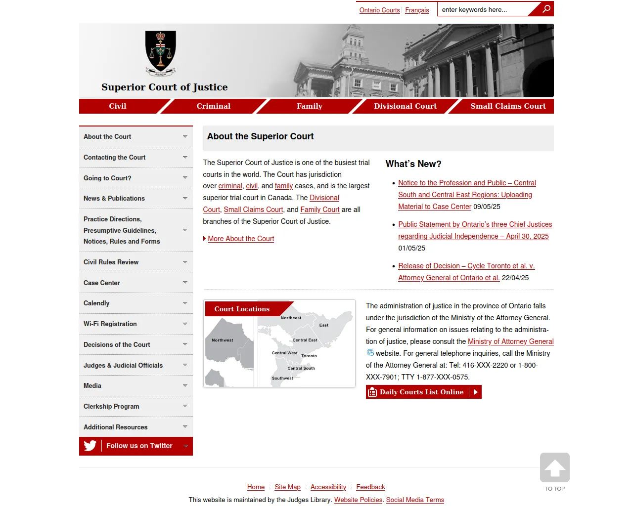 Screenshot of justicesuperiorcourt.com
