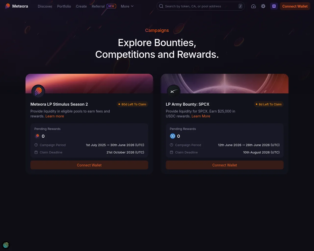 Screenshot of meteora-updates.org