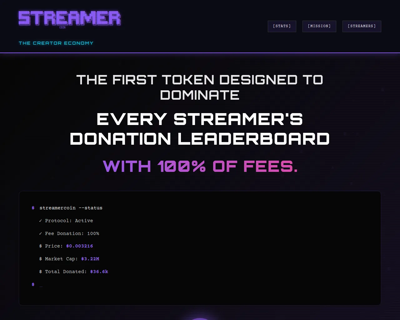 Screenshot of streamerscoin.com