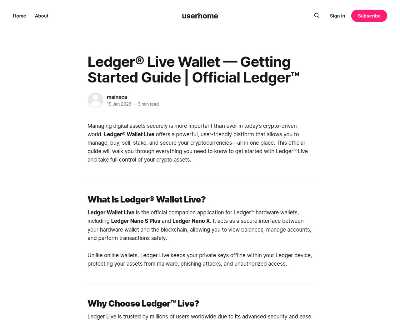 Screenshot of userhome.ghost.io