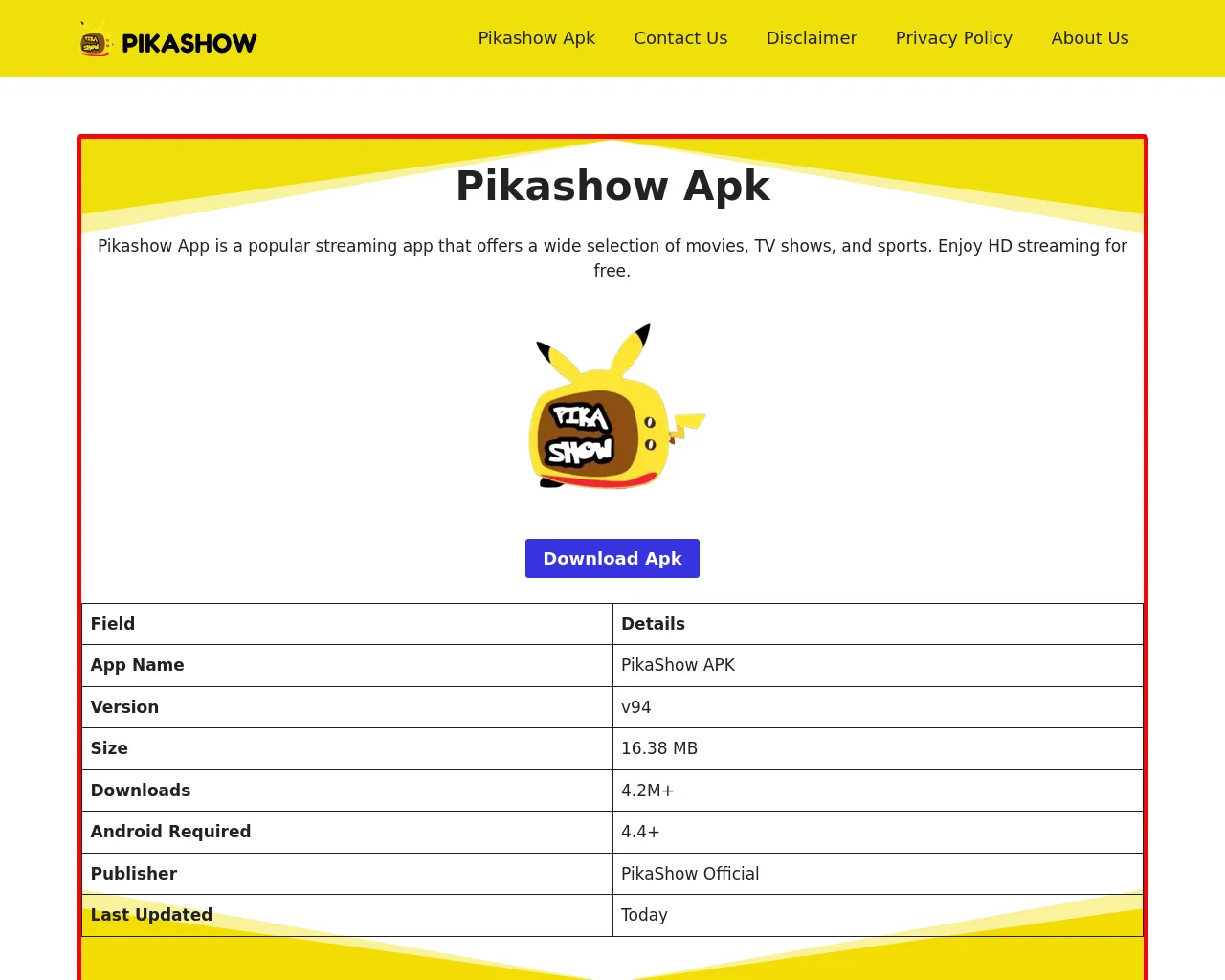 Screenshot of pikashowstv.com.co