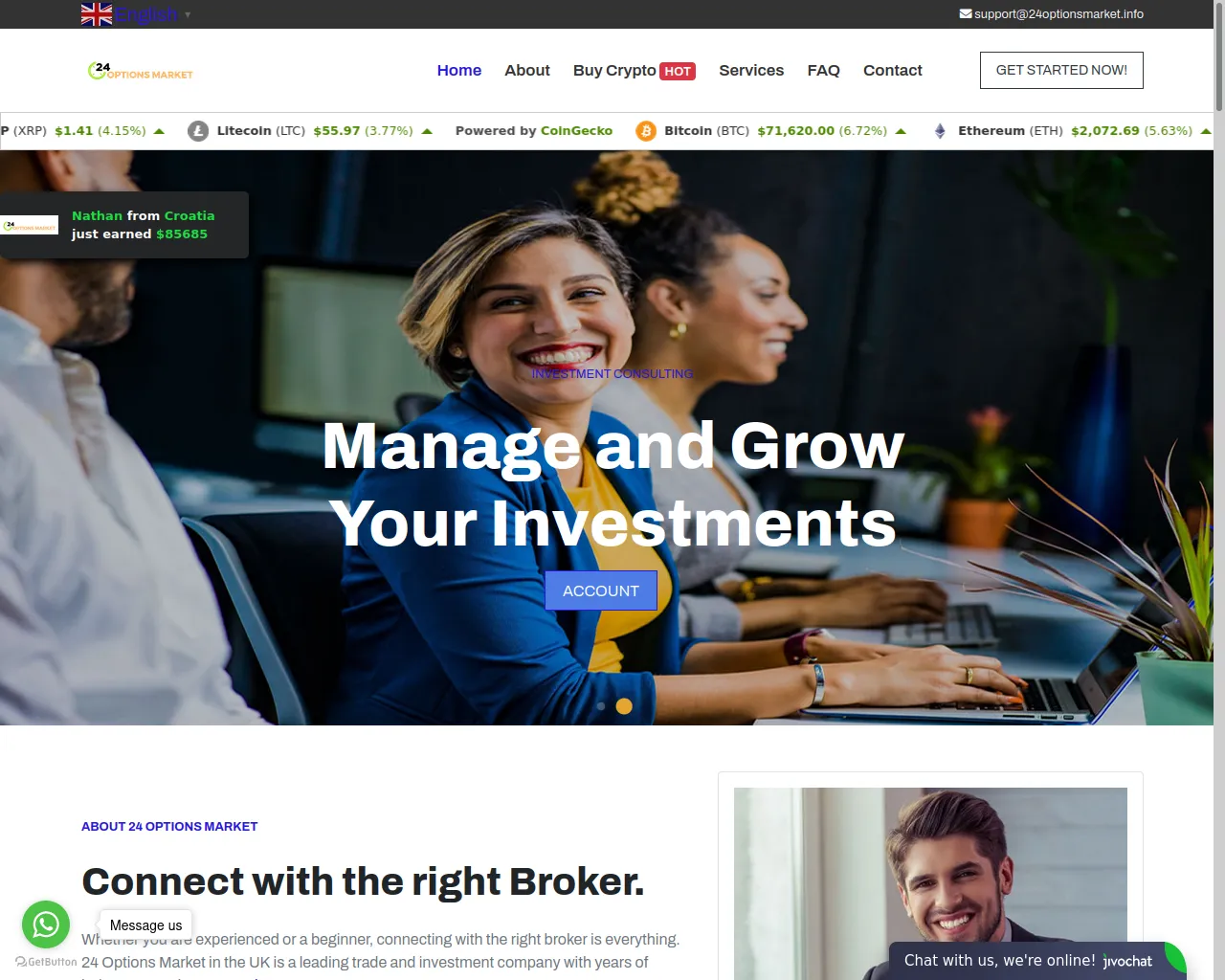 Screenshot of 24optionsmarket.info