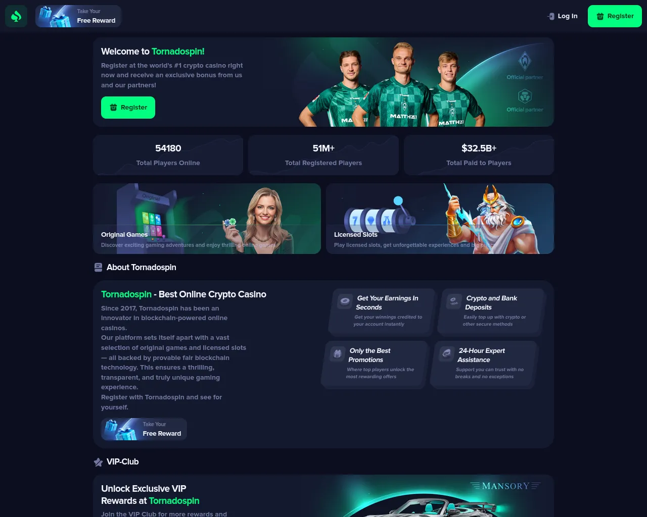 Screenshot of tornadospin.cc