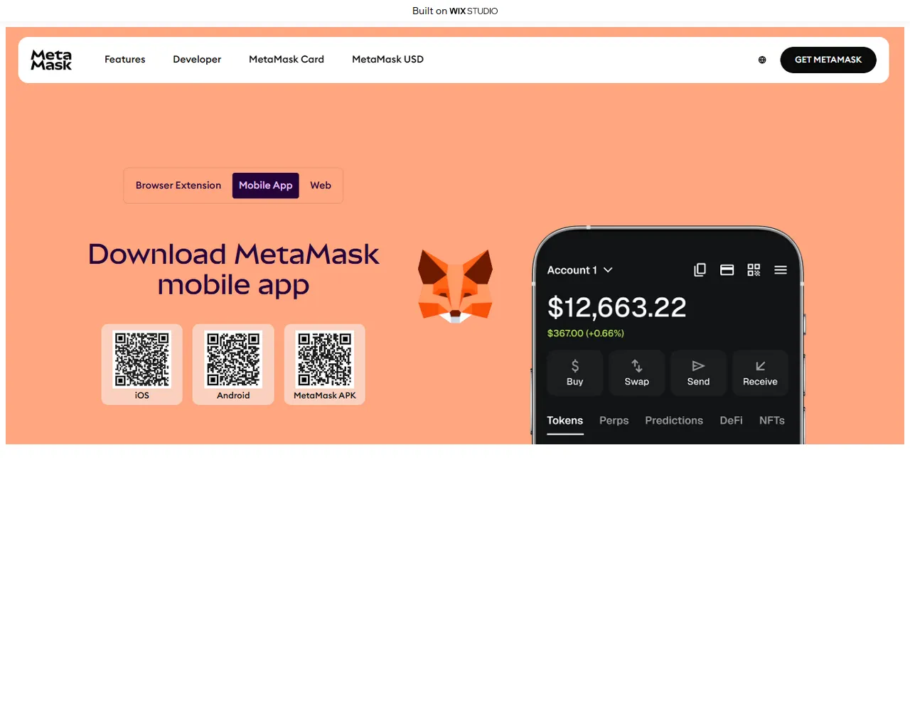 Screenshot of matamask-io.wixstudio.com