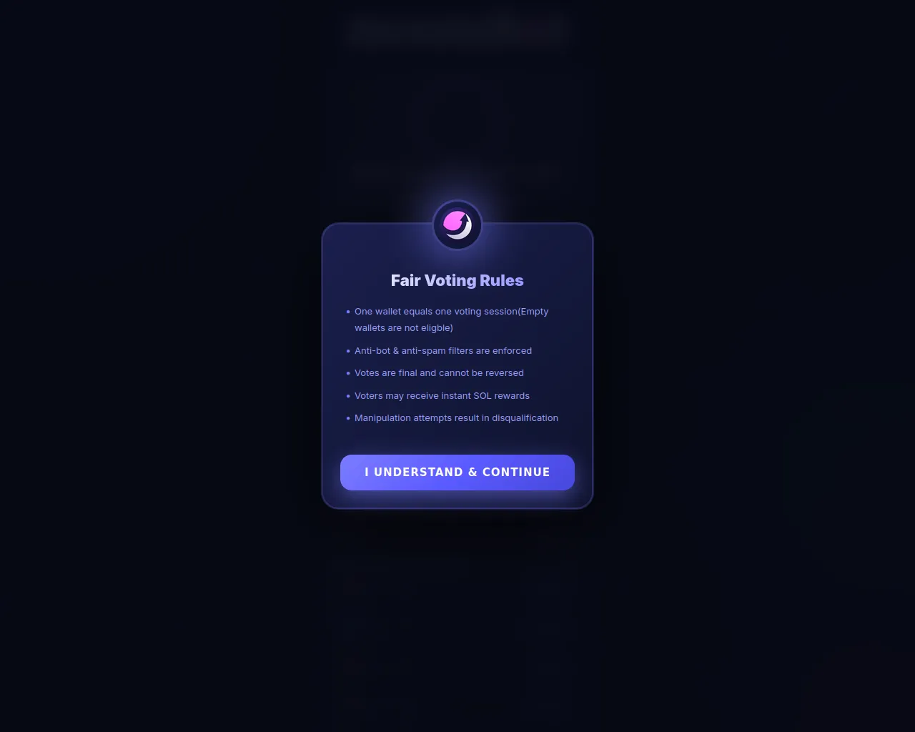 Screenshot of moonshotvoting.xyz