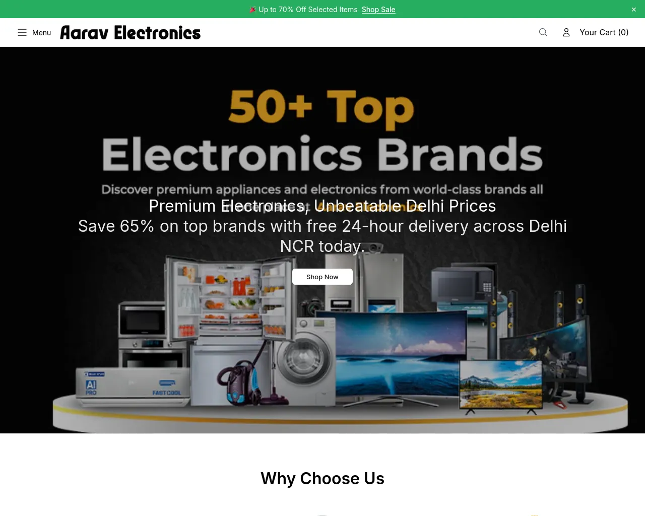 Screenshot of aaravelectronicshq.shop