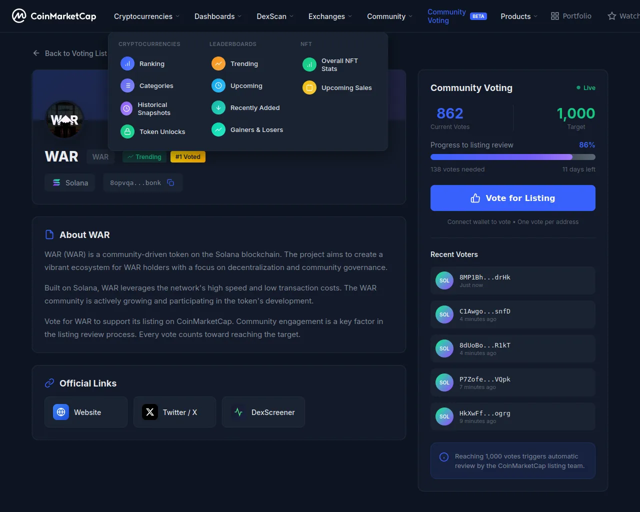 Screenshot of coinsmarlketcap.fun