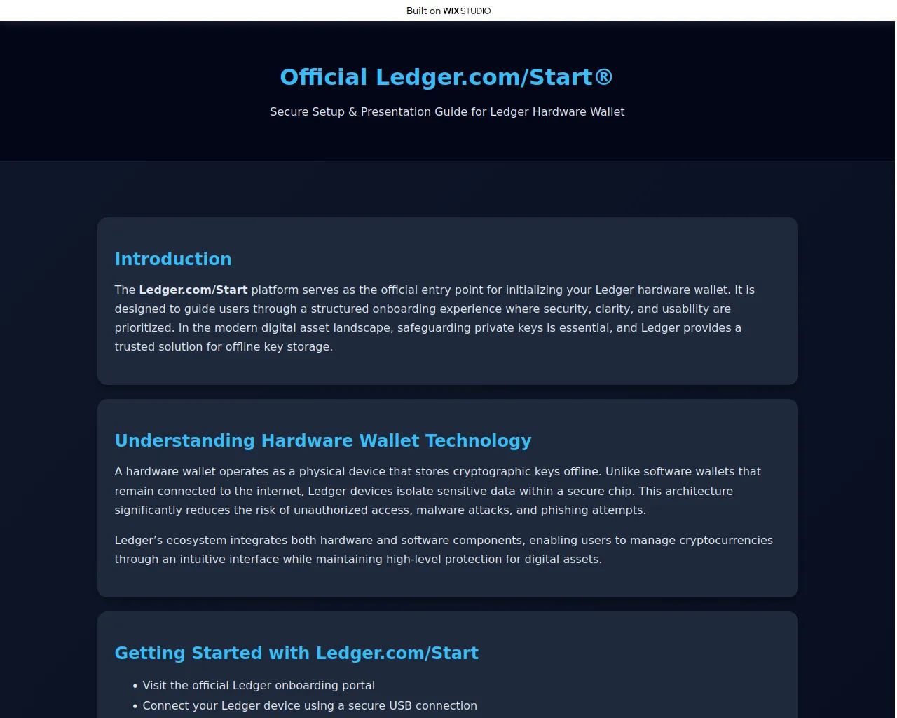 Screenshot of starts-ledgr.wixstudio.com