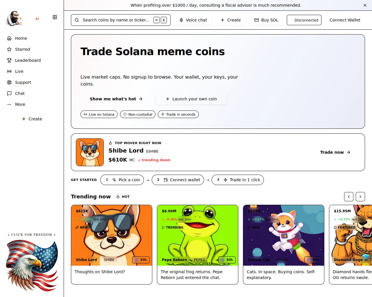 Screenshot of trading-meme-coins.xyz