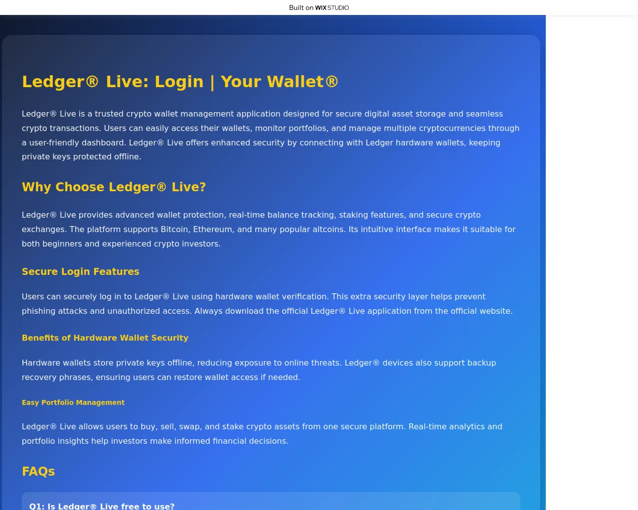 Screenshot of livestarts-ledgre.wixstudio.com