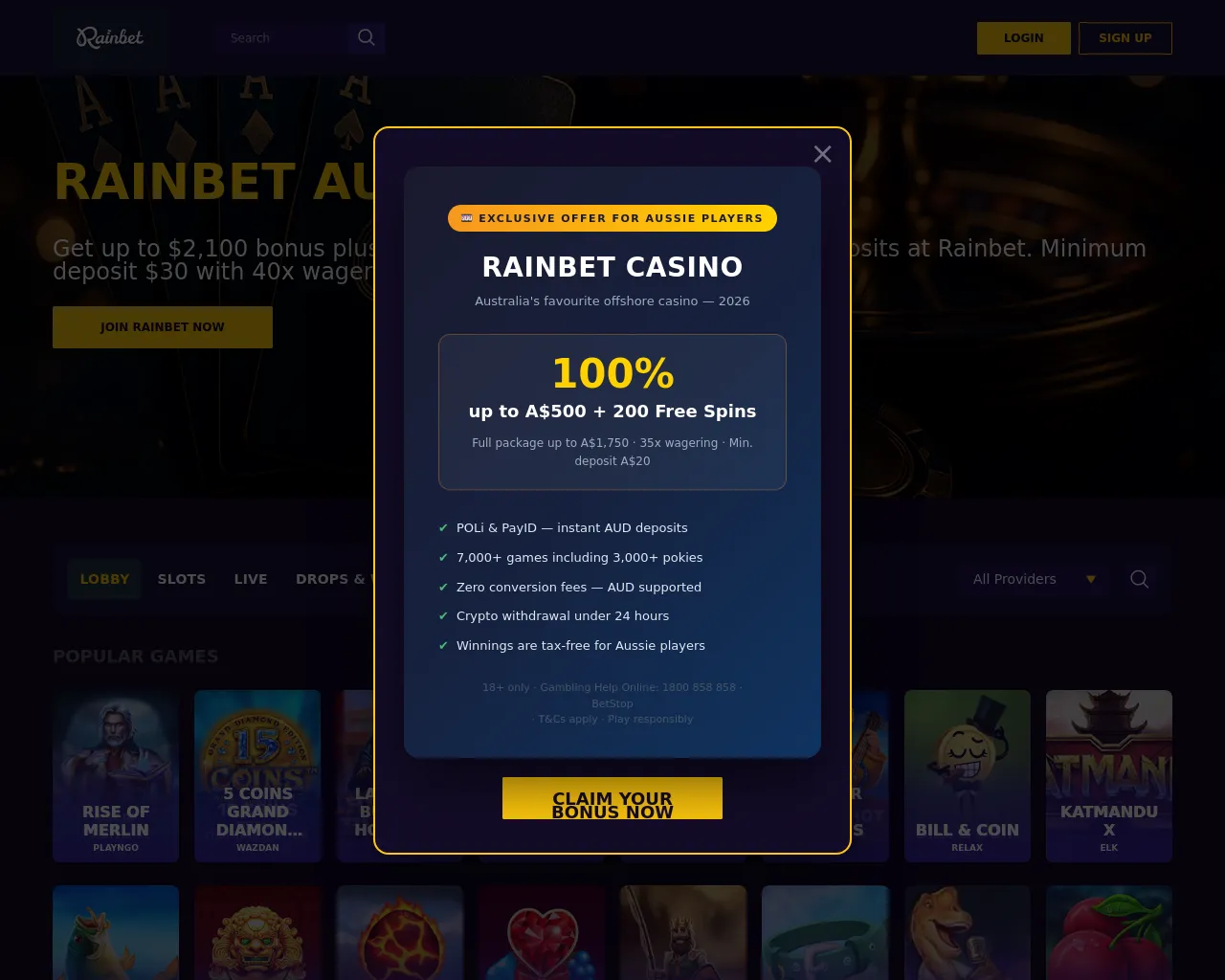 Screenshot of rainbet-aus.site