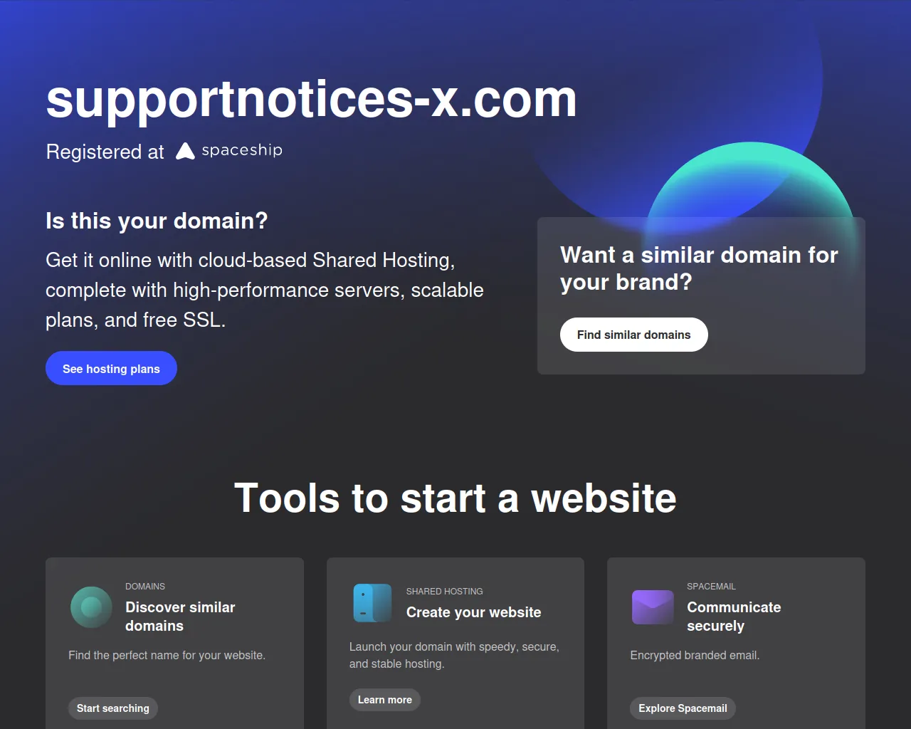 Screenshot of supportnotices-x.com