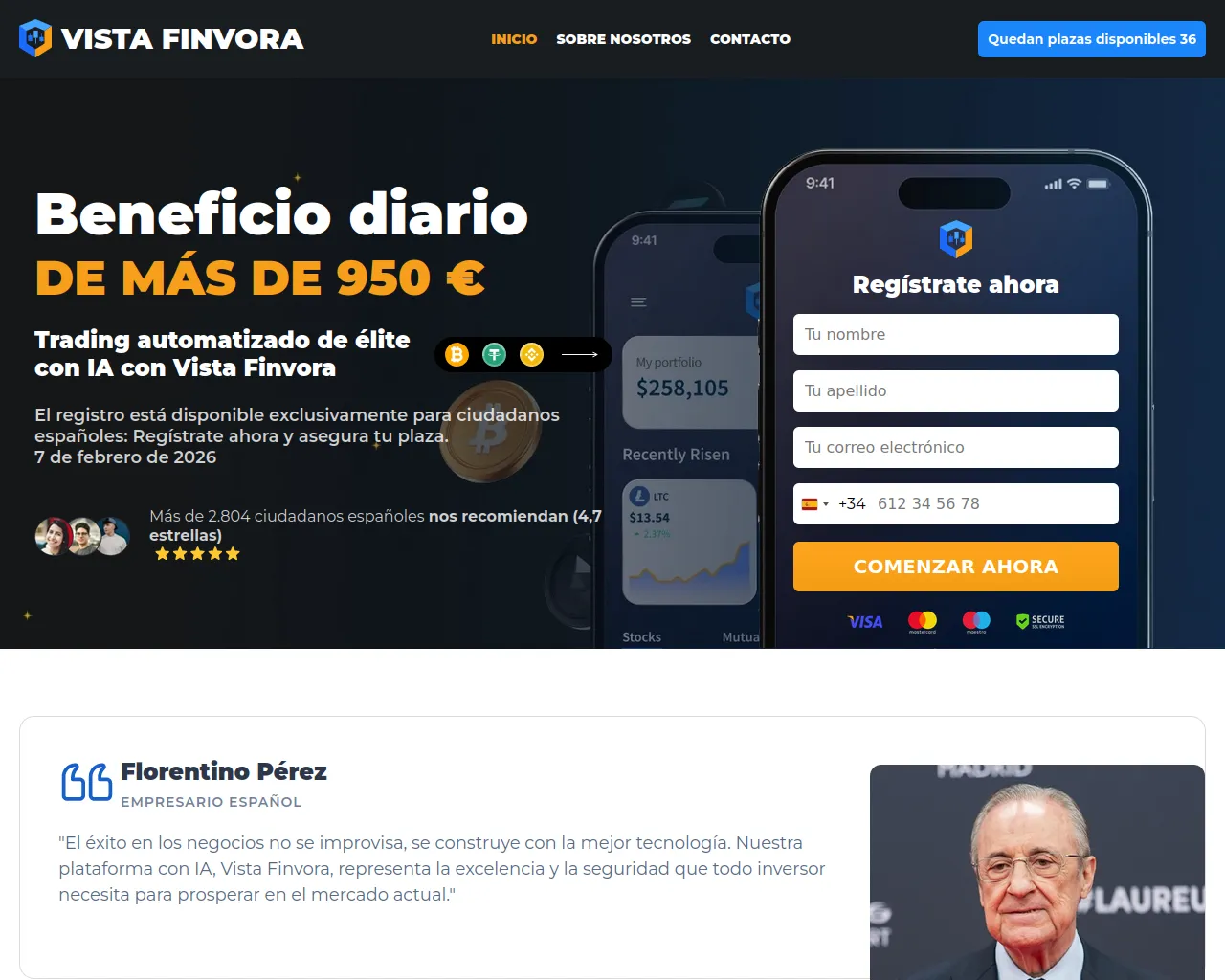 Screenshot of vistafinvora.net