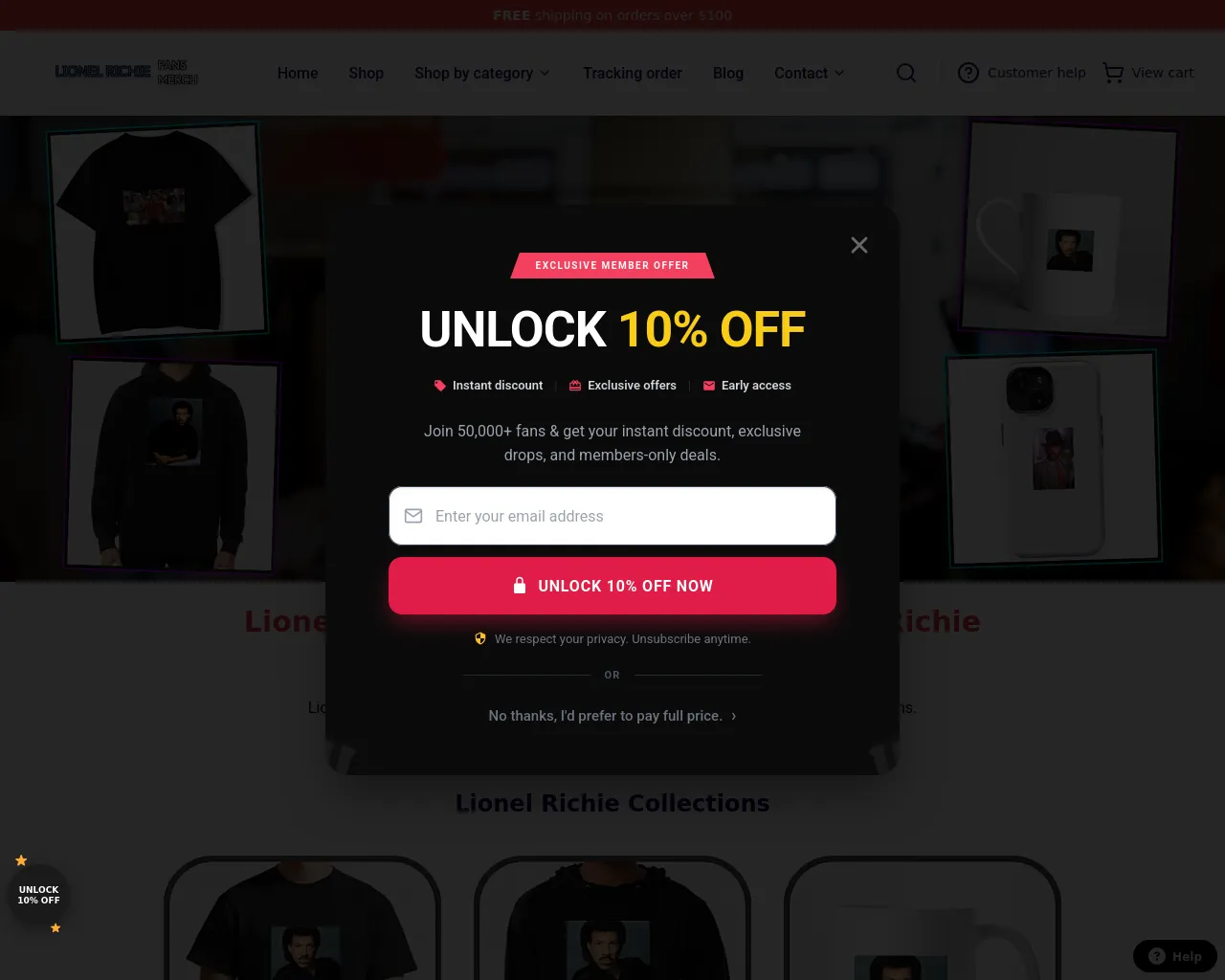 Screenshot of lionel-richie.shop