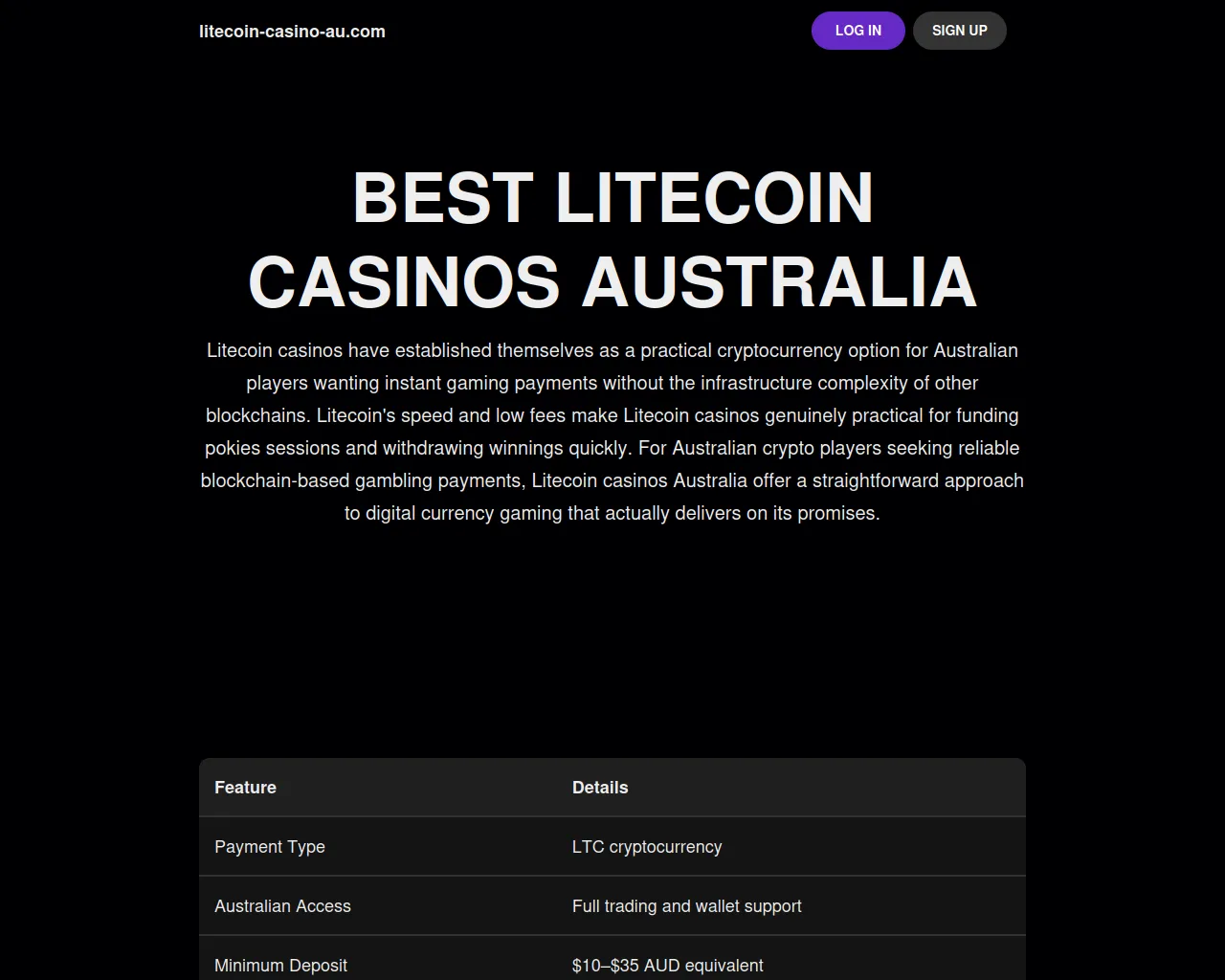 Screenshot of litecoin-casino-au.com