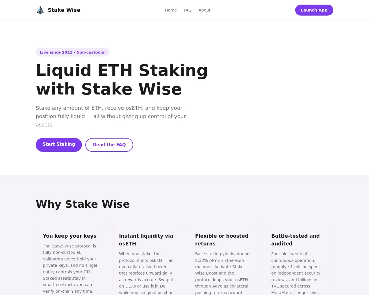 Screenshot of stake-wise.org