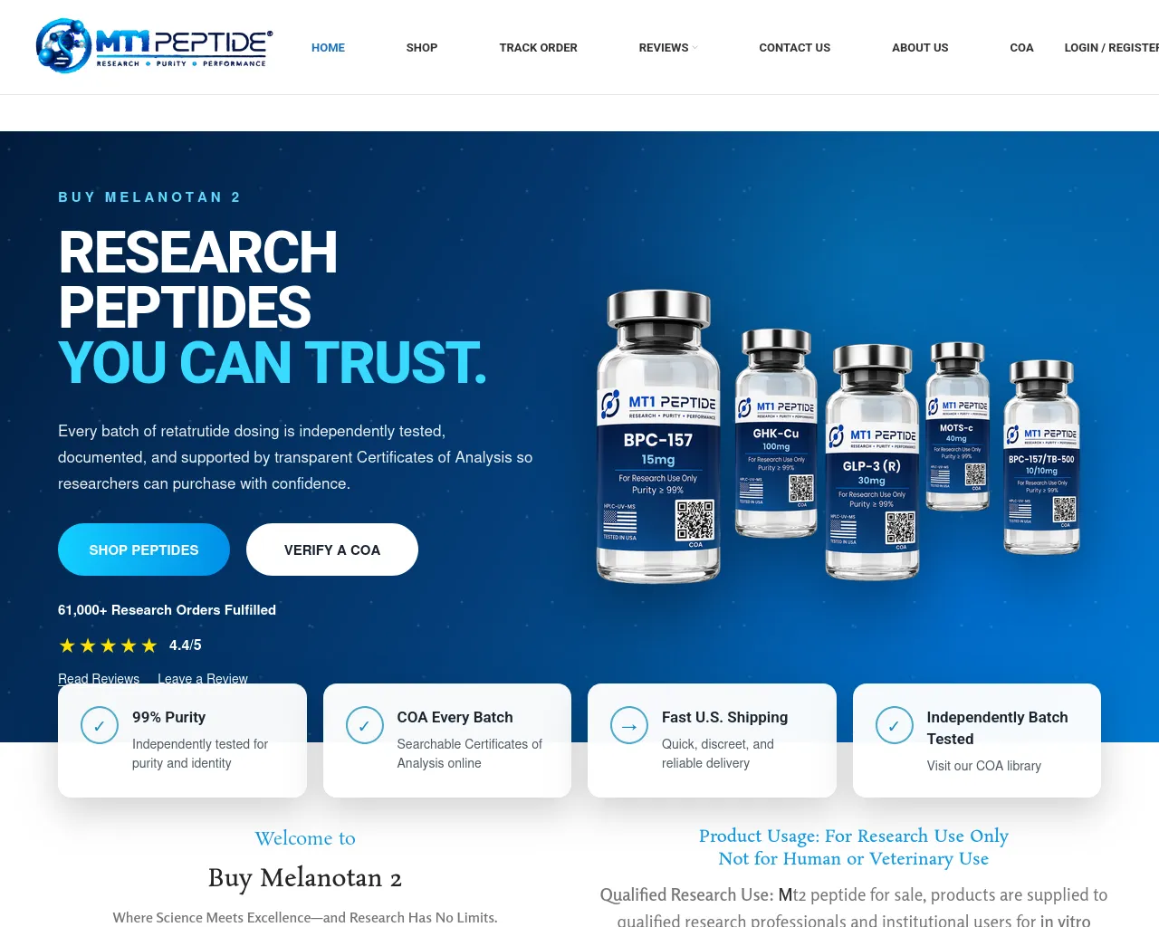 Screenshot of mt1peptide.com